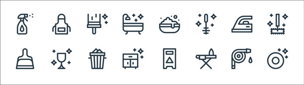 清洁线图标线性集质量线集图片下载