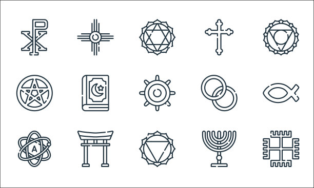 精神符号线图标线性集质量图片下载