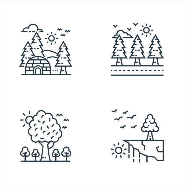 自然和景观线图标线性集合图片下载