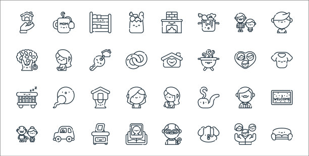 家族线图标线性集质量线集图片下载