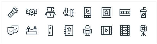 电影线图标线性集质量线集图片下载