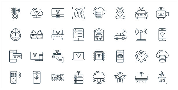 互联网事物线图标线性集质量图片下载