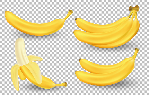 现实设置香蕉隔离透明图片下载