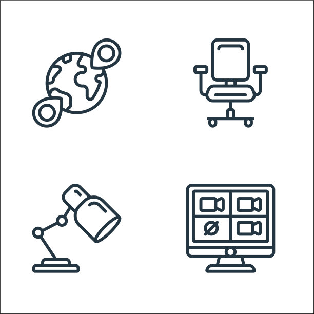 家庭办公线图标线性设置质量线图片下载