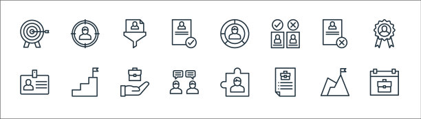 人力资源线图标线性集的质量图片下载