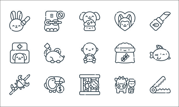 动物福利线图标线性设置质量线图片下载