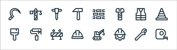 劳动节线图标线性集质量线集图片下载