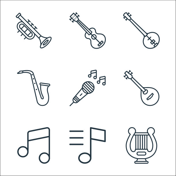 音乐乐器线图标线性集质量图片下载