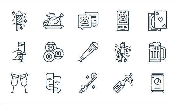 庆祝线图标线性设置质量线图片下载