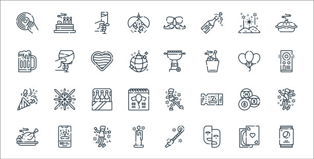 庆祝线图标线性设置质量线图片下载