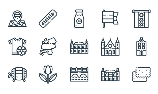 荷兰线图标线性集质量线集图片下载