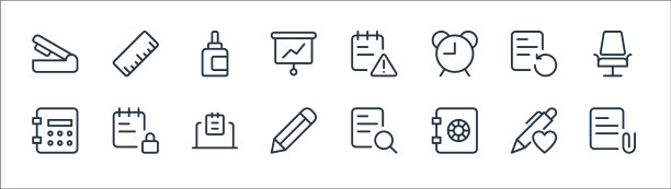 工作办公室供应线图标线性集质量图片下载