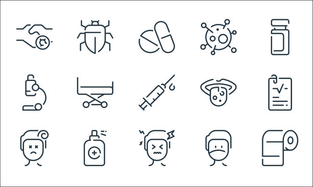 病毒传播线图标线性集质量图片下载