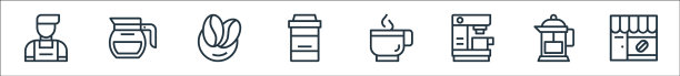 咖啡线图标线性集质量线集图片下载