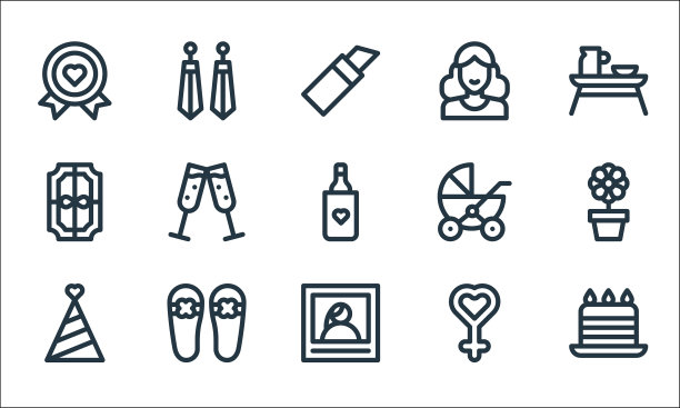 母亲节线图标线性设置质量线图片下载