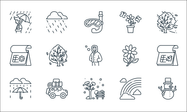 平坦的季节线图标线性设置质量线图片下载