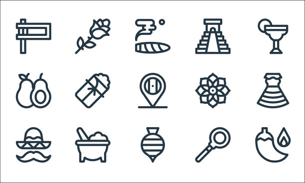 墨西哥线图标线性集质量线集图片下载