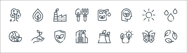 生态线图标线性集质量线集图片下载