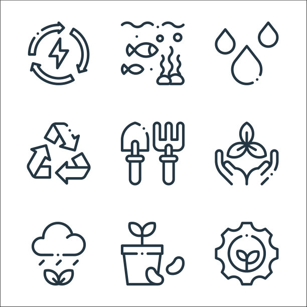 生态线图标线性集质量线集图片下载