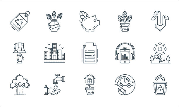 环境和生态线图标线性集质量图片下载