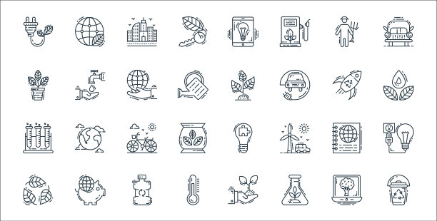 环境和生态线图标线性集质量图片下载