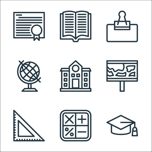 学校线图标线性集质量线集图片下载