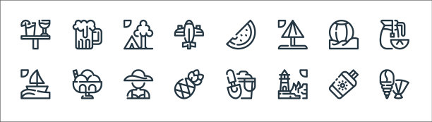 夏季系列图标线性设置质量线图片下载