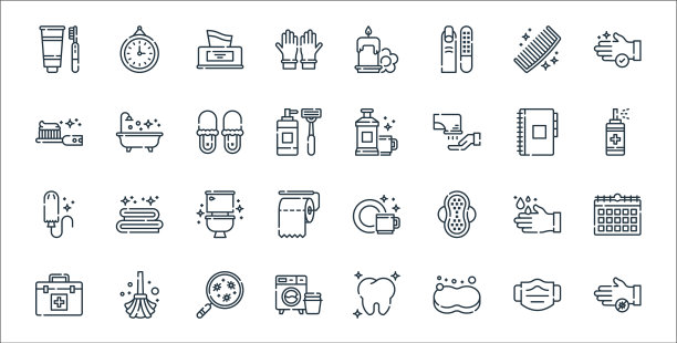 卫生例行线图标线性集质量图片下载