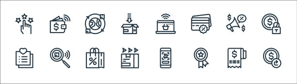 电子商务线图标线性集质量线集图片下载
