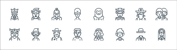 神奇的人物线条图标线性集合图片下载