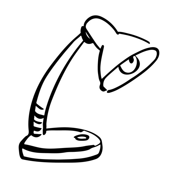 台灯素描黑墨白图片下载
