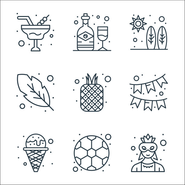 巴西嘉年华线图标线性集质量图片下载