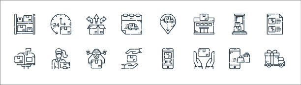 交付线图标线性集质量线集图片下载