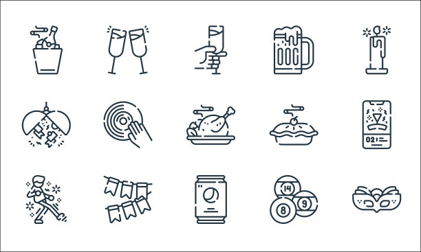 庆祝线图标线性设置质量线图片下载