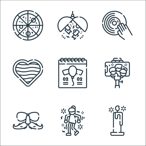 庆祝线图标线性设置质量线图片下载