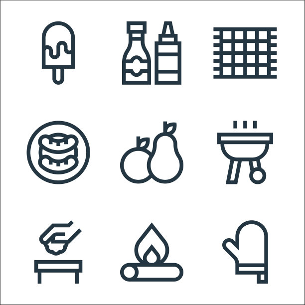 野餐线图标线性集质量线集图片下载