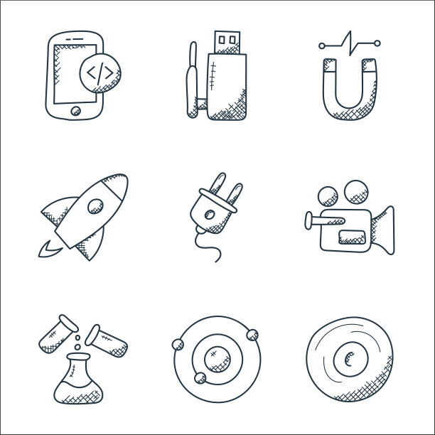 技术线图标线性集质量线集图片下载
