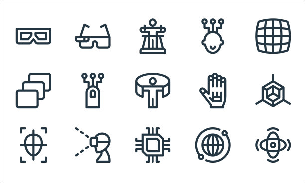 虚拟现实线图标线性设置质量图片下载