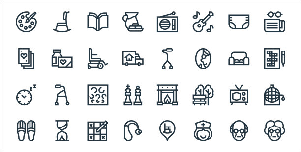 退休家居线图标线性设置质量图片下载