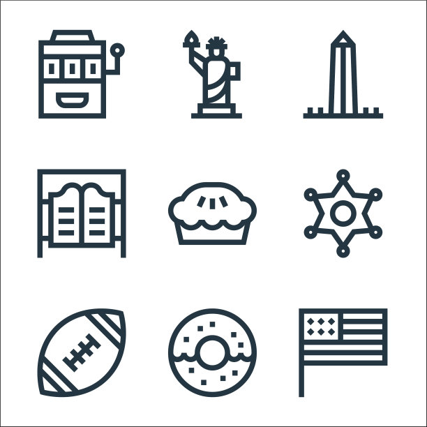 美国线条图标线性集合图片下载