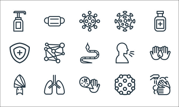 冠状病毒线图标线性集质量线图片下载