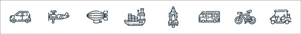 车辆运输线图标线性集质量图片下载