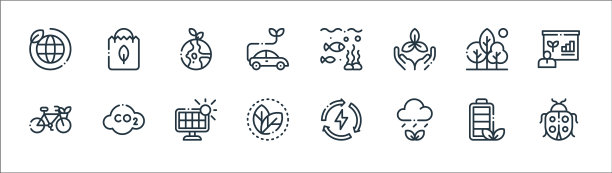 生态线图标线性集质量线集图片下载