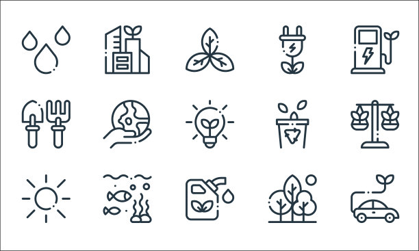 生态线图标线性集质量线集图片下载