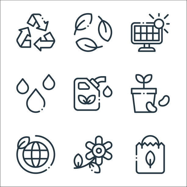 生态线图标线性集质量线集图片下载