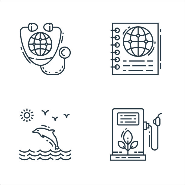 环境和生态线图标线性集质量图片下载