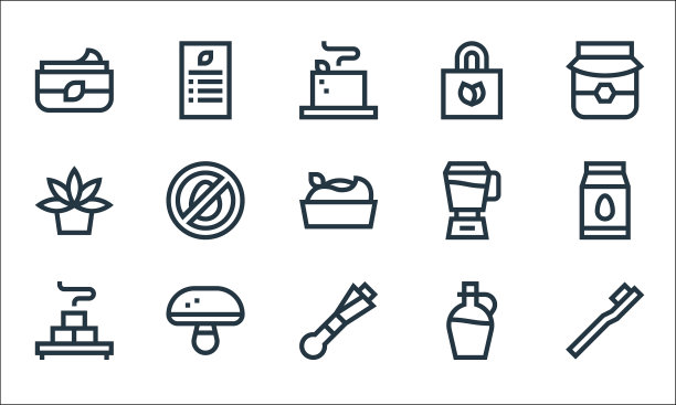 素食线图标线性集质量线集等图片下载