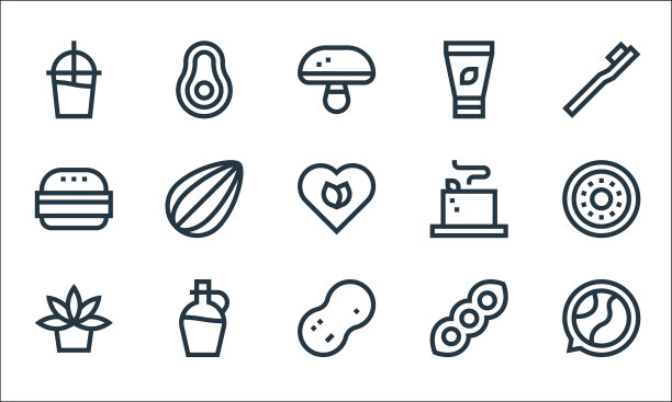 素食线图标线性集质量线集等图片下载