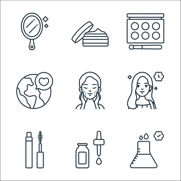 美容化妆品系列图标线性设置质量图片下载