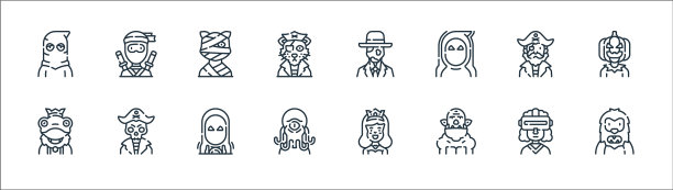 神奇的人物线条图标线性集合图片下载